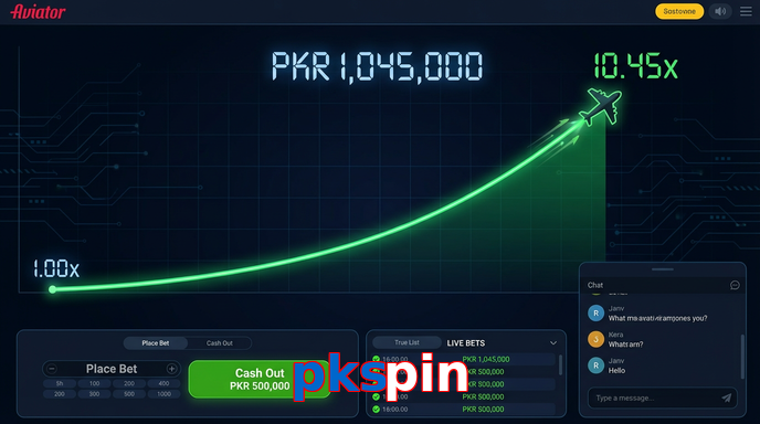Main screen of Pkspin aviator page for PK players